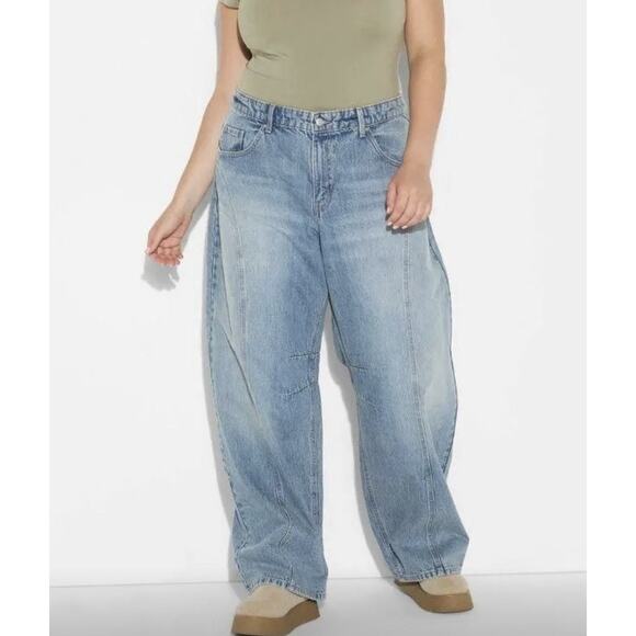 wild fable Denim - NWT Wild Fable Barrel Jeans Size 0/32 Mid Rise Baggy Wide Leg Curved Denim